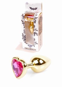 Plug-Jewellery Gold Heart PLUG- Pink