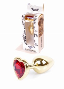 Plug-Jewellery Gold Heart PLUG- Red