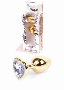 Plug-Jewellery Gold Heart PLUG- Clear