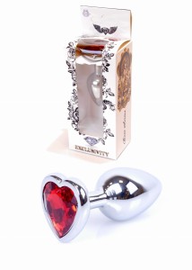 Plug-Jewellery Silver Heart PLUG- Red