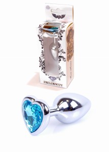 Plug-Jewellery Silver Heart PLUG- Light Blue
