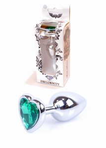 Plug-Jewellery Silver Heart PLUG- Green