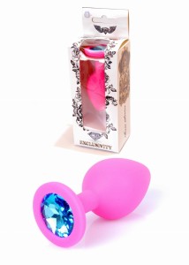 Plug-Jewellery Pink Silicon PLUG Medium- Light Blue Diamond