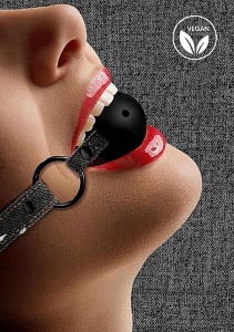 Breathable Ball Gag - With Roughend Denim Straps - Black