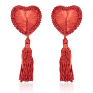 Bielizna-Heart Nipples Tassels RED