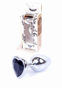 Plug-Jewellery Silver Heart PLUG- Black