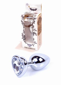 Plug-Jewellery Silver Heart PLUG- Clear