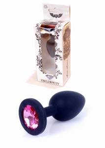 Plug-Jewellery Black Silicon PLUG Small- Pink Diamond