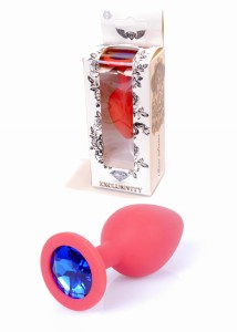 Plug-Jewellery Red Silicon PLUG Medium- Blue Diamond